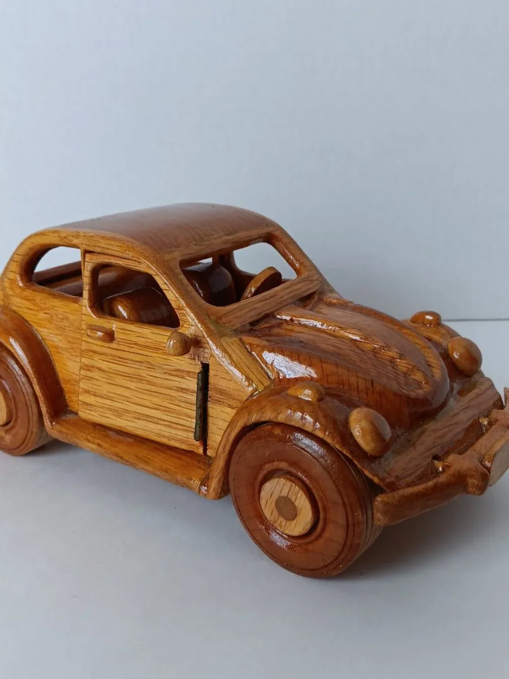 Handmade Oak Model Volkswagen  - 10 in (L)  x 4.5 in (W) - Working Doors/Wheels